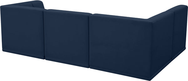 Relax Velvet / Engineered Wood / Foam Contemporary Navy Velvet Modular Sectional - 98" W x 64" D x 31" H