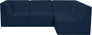 Relax Velvet / Engineered Wood / Foam Contemporary Navy Velvet Modular Sectional - 98" W x 64" D x 31" H