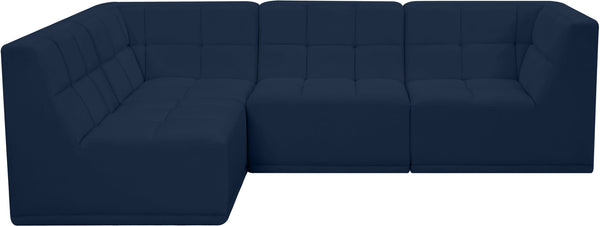 Relax Velvet / Engineered Wood / Foam Contemporary Navy Velvet Modular Sectional - 98" W x 64" D x 31" H