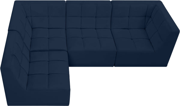 Relax Velvet / Engineered Wood / Foam Contemporary Navy Velvet Modular Sectional - 98" W x 64" D x 31" H
