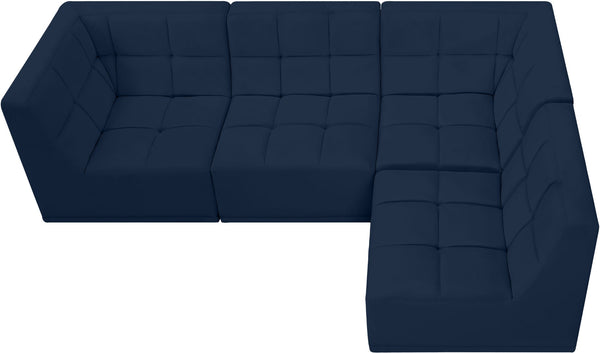 Relax Velvet / Engineered Wood / Foam Contemporary Navy Velvet Modular Sectional - 98" W x 64" D x 31" H