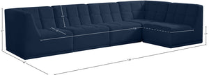 Relax Velvet / Engineered Wood / Foam Contemporary Navy Velvet Modular Sectional - 128" W x 64" D x 31" H