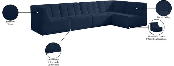 Relax Velvet / Engineered Wood / Foam Contemporary Navy Velvet Modular Sectional - 128" W x 64" D x 31" H