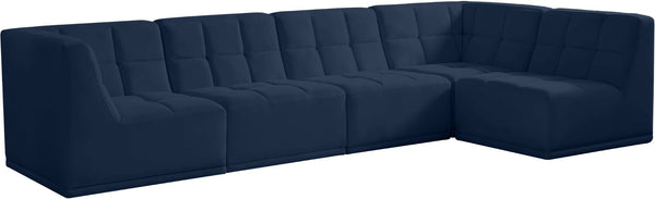 Relax Velvet / Engineered Wood / Foam Contemporary Navy Velvet Modular Sectional - 128" W x 64" D x 31" H
