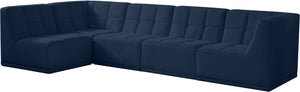 Relax Velvet / Engineered Wood / Foam Contemporary Navy Velvet Modular Sectional - 128" W x 64" D x 31" H