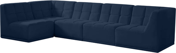 Relax Velvet / Engineered Wood / Foam Contemporary Navy Velvet Modular Sectional - 128" W x 64" D x 31" H