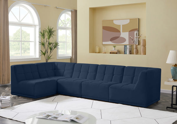 Relax Velvet / Engineered Wood / Foam Contemporary Navy Velvet Modular Sectional - 128" W x 64" D x 31" H