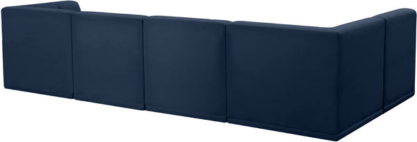 Relax Velvet / Engineered Wood / Foam Contemporary Navy Velvet Modular Sectional - 128" W x 64" D x 31" H
