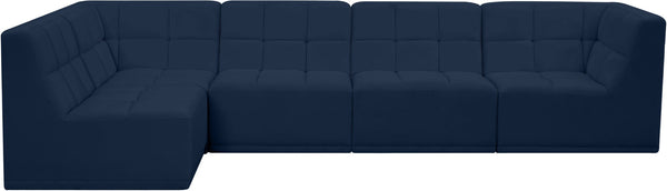 Relax Velvet / Engineered Wood / Foam Contemporary Navy Velvet Modular Sectional - 128" W x 64" D x 31" H