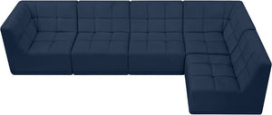 Relax Velvet / Engineered Wood / Foam Contemporary Navy Velvet Modular Sectional - 128" W x 64" D x 31" H