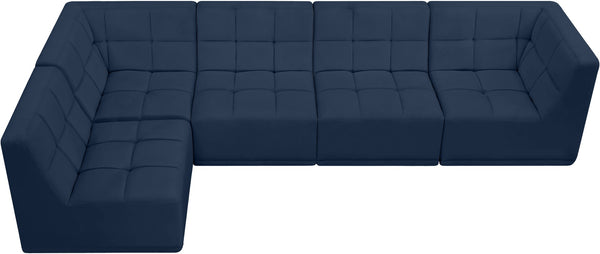 Relax Velvet / Engineered Wood / Foam Contemporary Navy Velvet Modular Sectional - 128" W x 64" D x 31" H