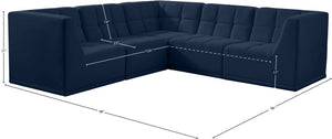 Relax Velvet / Engineered Wood / Foam Contemporary Navy Velvet Modular Sectional - 98" W x 98" D x 31" H