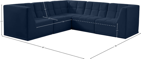 Relax Velvet / Engineered Wood / Foam Contemporary Navy Velvet Modular Sectional - 98" W x 98" D x 31" H