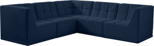 Relax Velvet / Engineered Wood / Foam Contemporary Navy Velvet Modular Sectional - 98" W x 98" D x 31" H