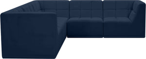 Relax Velvet / Engineered Wood / Foam Contemporary Navy Velvet Modular Sectional - 98" W x 98" D x 31" H