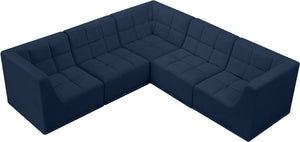 Relax Velvet / Engineered Wood / Foam Contemporary Navy Velvet Modular Sectional - 98" W x 98" D x 31" H