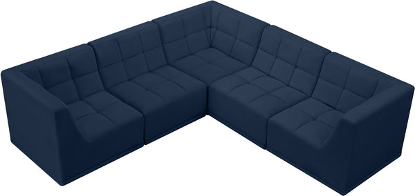 Relax Velvet / Engineered Wood / Foam Contemporary Navy Velvet Modular Sectional - 98" W x 98" D x 31" H