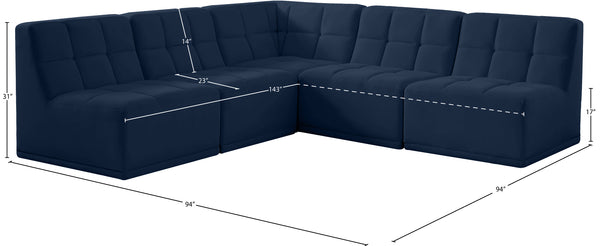 Relax Velvet / Engineered Wood / Foam Contemporary Navy Velvet Modular Sectional - 94" W x 94" D x 31" H