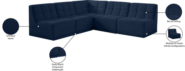 Relax Velvet / Engineered Wood / Foam Contemporary Navy Velvet Modular Sectional - 94" W x 94" D x 31" H
