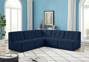 Relax Velvet / Engineered Wood / Foam Contemporary Navy Velvet Modular Sectional - 94" W x 94" D x 31" H