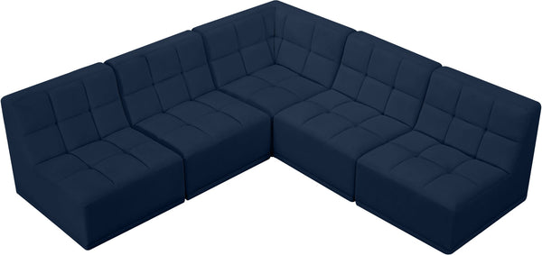 Relax Velvet / Engineered Wood / Foam Contemporary Navy Velvet Modular Sectional - 94" W x 94" D x 31" H