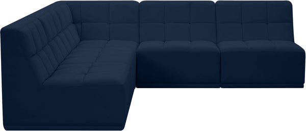 Relax Velvet / Engineered Wood / Foam Contemporary Navy Velvet Modular Sectional - 94" W x 94" D x 31" H