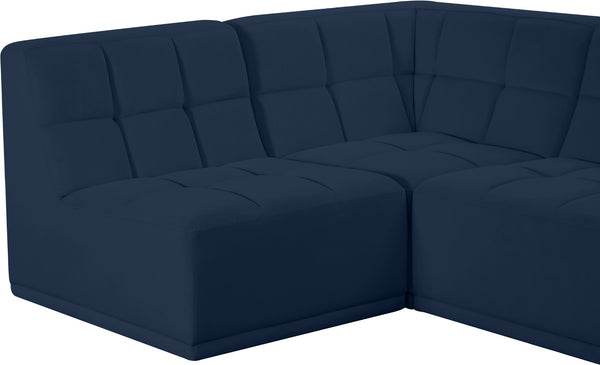 Relax Velvet / Engineered Wood / Foam Contemporary Navy Velvet Modular Sectional - 94" W x 94" D x 31" H