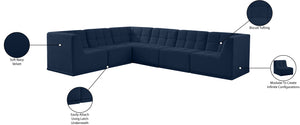 Relax Velvet / Engineered Wood / Foam Contemporary Navy Velvet Modular Sectional - 128" W x 98" D x 31" H