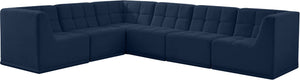 Relax Velvet / Engineered Wood / Foam Contemporary Navy Velvet Modular Sectional - 128" W x 98" D x 31" H