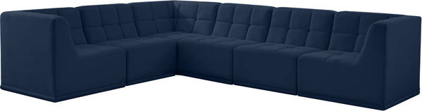 Relax Velvet / Engineered Wood / Foam Contemporary Navy Velvet Modular Sectional - 128" W x 98" D x 31" H
