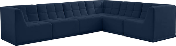 Relax Velvet / Engineered Wood / Foam Contemporary Navy Velvet Modular Sectional - 128" W x 98" D x 31" H
