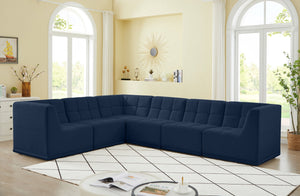 Relax Velvet / Engineered Wood / Foam Contemporary Navy Velvet Modular Sectional - 128" W x 98" D x 31" H