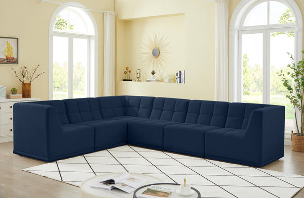 Relax Velvet / Engineered Wood / Foam Contemporary Navy Velvet Modular Sectional - 128" W x 98" D x 31" H