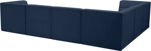 Relax Velvet / Engineered Wood / Foam Contemporary Navy Velvet Modular Sectional - 128" W x 98" D x 31" H