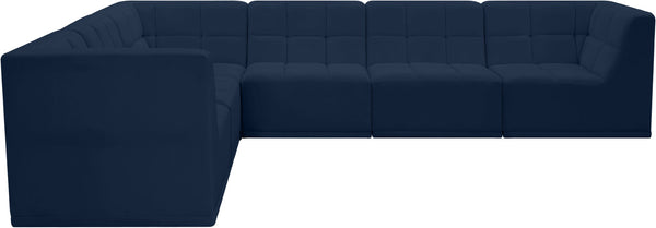 Relax Velvet / Engineered Wood / Foam Contemporary Navy Velvet Modular Sectional - 128" W x 98" D x 31" H