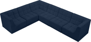 Relax Velvet / Engineered Wood / Foam Contemporary Navy Velvet Modular Sectional - 128" W x 98" D x 31" H