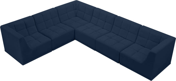 Relax Velvet / Engineered Wood / Foam Contemporary Navy Velvet Modular Sectional - 128" W x 98" D x 31" H