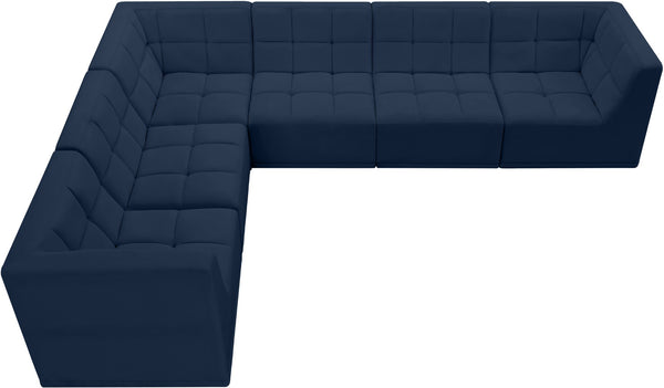 Relax Velvet / Engineered Wood / Foam Contemporary Navy Velvet Modular Sectional - 128" W x 98" D x 31" H