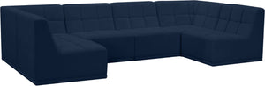 Relax Velvet / Engineered Wood / Foam Contemporary Navy Velvet Modular Sectional - 128" W x 64" D x 31" H