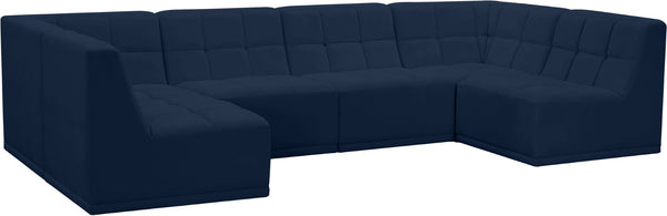 Relax Velvet / Engineered Wood / Foam Contemporary Navy Velvet Modular Sectional - 128" W x 64" D x 31" H