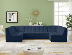Relax Velvet / Engineered Wood / Foam Contemporary Navy Velvet Modular Sectional - 128" W x 64" D x 31" H