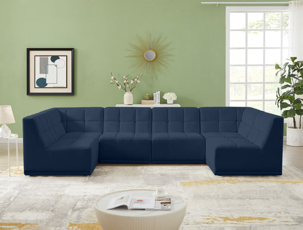 Relax Velvet / Engineered Wood / Foam Contemporary Navy Velvet Modular Sectional - 128" W x 64" D x 31" H