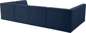Relax Velvet / Engineered Wood / Foam Contemporary Navy Velvet Modular Sectional - 128" W x 64" D x 31" H