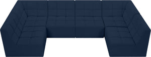 Relax Velvet / Engineered Wood / Foam Contemporary Navy Velvet Modular Sectional - 128" W x 64" D x 31" H