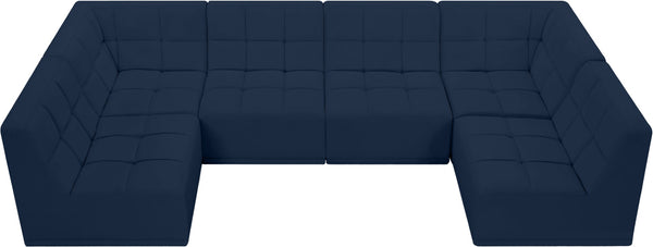 Relax Velvet / Engineered Wood / Foam Contemporary Navy Velvet Modular Sectional - 128" W x 64" D x 31" H