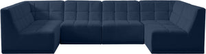 Relax Velvet / Engineered Wood / Foam Contemporary Navy Velvet Modular Sectional - 128" W x 64" D x 31" H