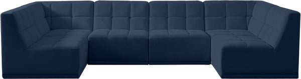 Relax Velvet / Engineered Wood / Foam Contemporary Navy Velvet Modular Sectional - 128" W x 64" D x 31" H