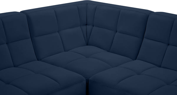 Relax Velvet / Engineered Wood / Foam Contemporary Navy Velvet Modular Sectional - 128" W x 64" D x 31" H