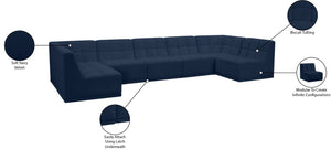 Relax Velvet / Engineered Wood / Foam Contemporary Navy Velvet Modular Sectional - 158" W x 64" D x 31" H