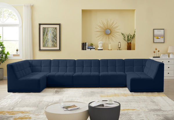 Relax Velvet / Engineered Wood / Foam Contemporary Navy Velvet Modular Sectional - 158" W x 64" D x 31" H
